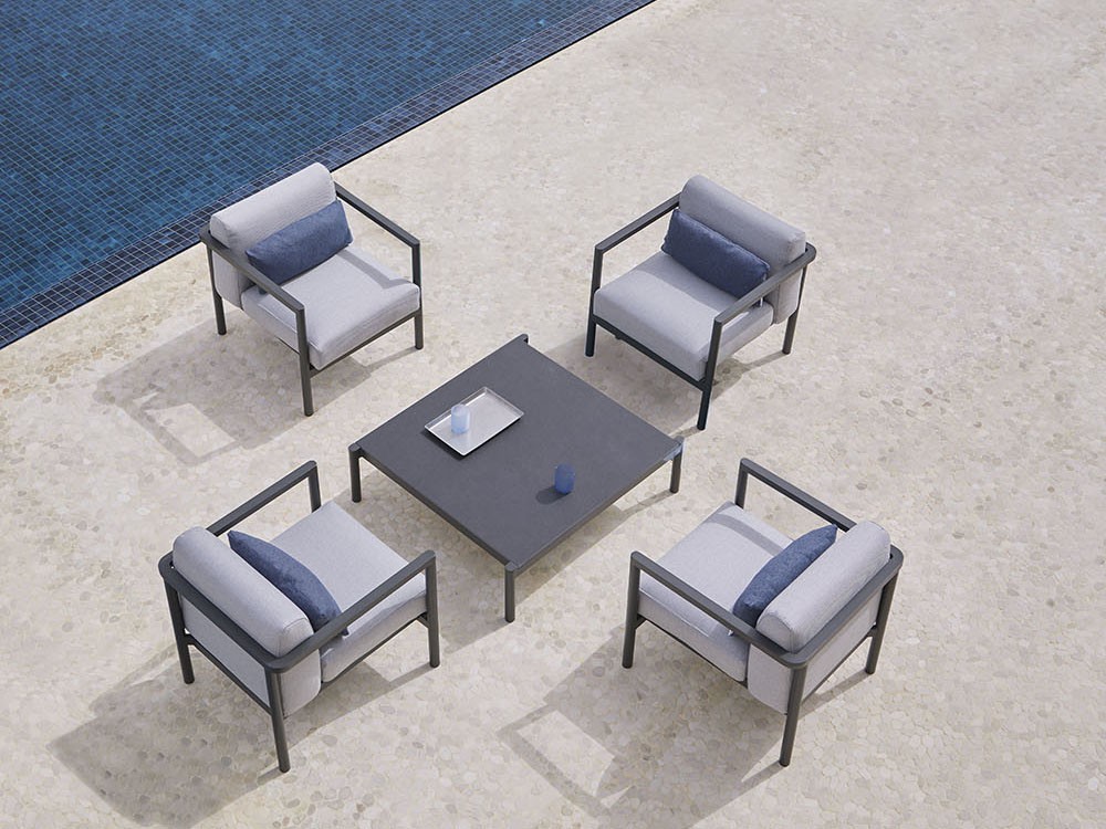 Mesa cuadrada de centro de aluminio, compacto o porcelánico para salón exterior Origin de Point - 13