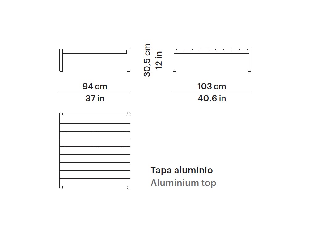 Mesa cuadrada de centro de aluminio, compacto o porcelánico para salón exterior Origin de Point - 9