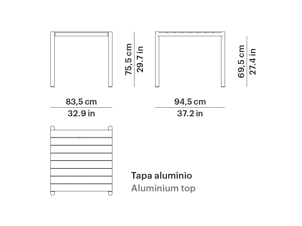 Mesa cuadrada de aluminio, hpl o porcelánico para comedor exterior Origin de Point - 9