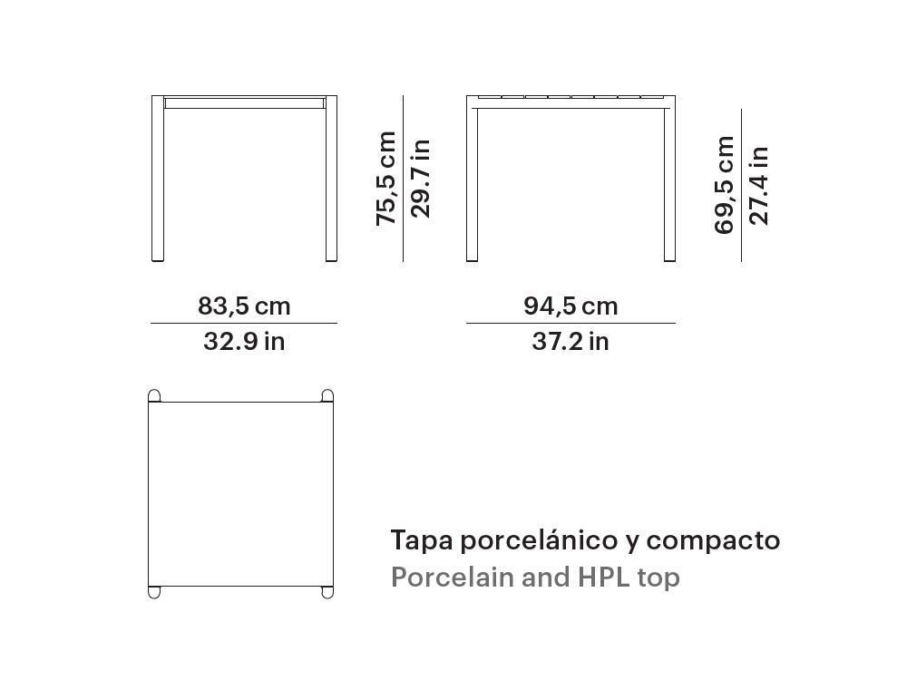 Mesa cuadrada de aluminio, hpl o porcelánico para comedor exterior Origin de Point - 10