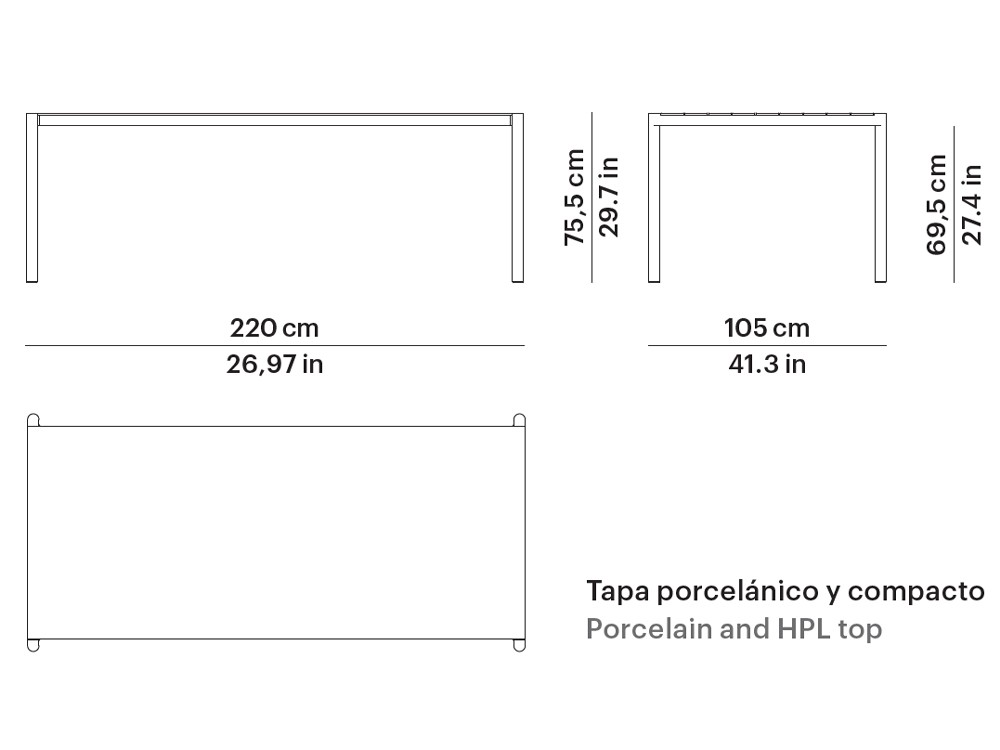 Mesa de aluminio, hpl o porcelánico para comedor exterior Origin de Point - 18