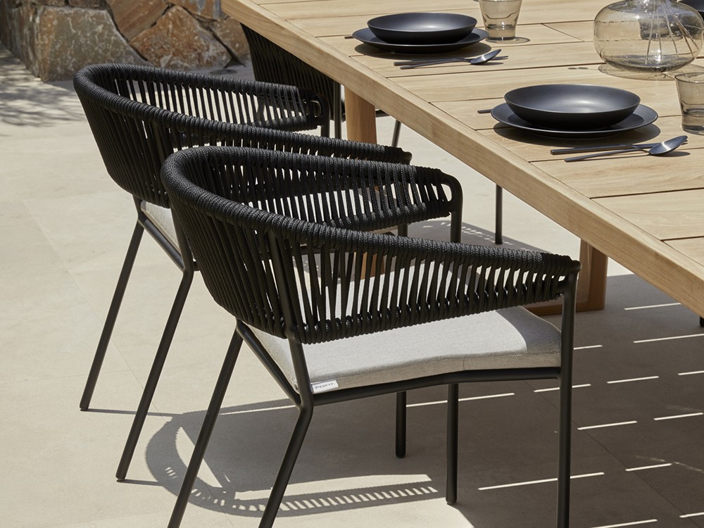 Silla para comedor exterior con brazos de aluminio y cuerda trenzada Weave Point - 23