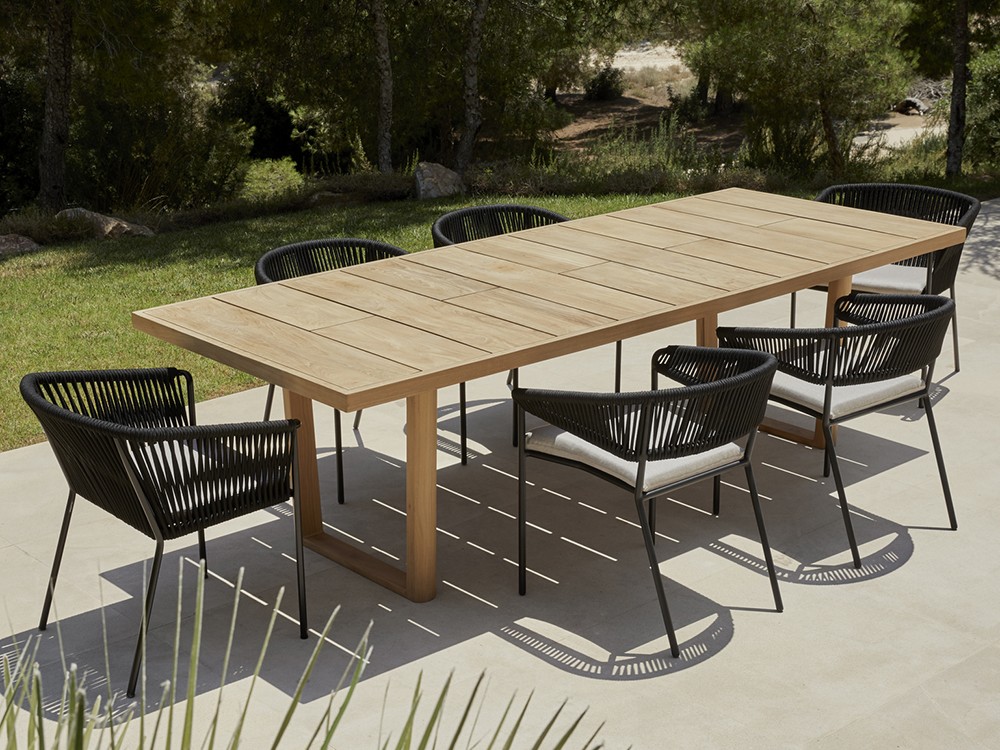 Silla para comedor exterior con brazos de aluminio y cuerda trenzada Weave Point - 24