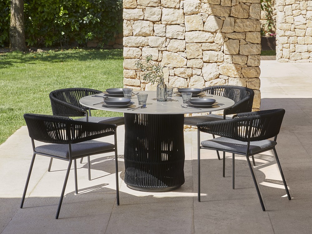 Silla para comedor exterior con brazos de aluminio y cuerda trenzada Weave Point - 26