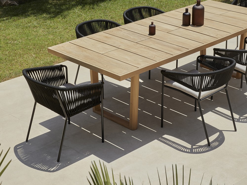 Silla para comedor exterior con brazos de aluminio y cuerda trenzada Weave Point - 27