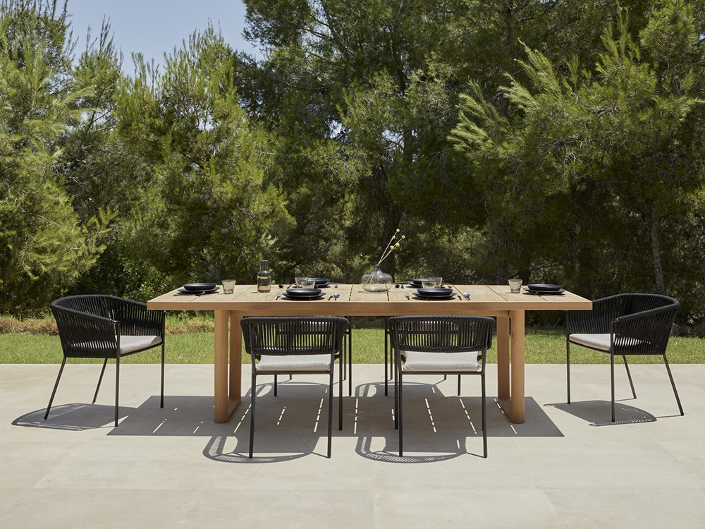 Silla para comedor exterior con brazos de aluminio y cuerda trenzada Weave Point - 28