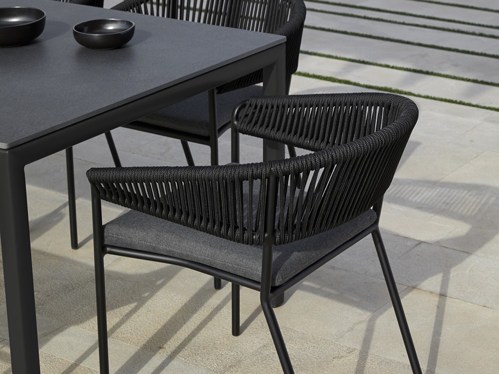 Silla para comedor exterior con brazos de aluminio y cuerda trenzada Weave Point - 29