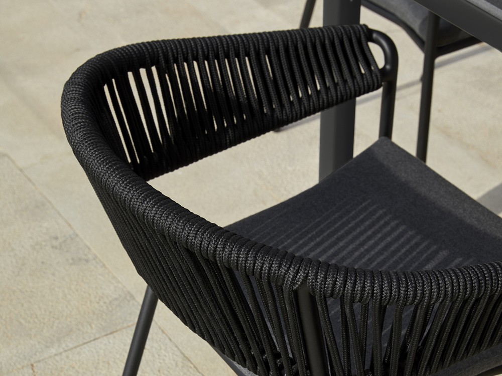 Silla para comedor exterior con brazos de aluminio y cuerda trenzada Weave Point - 30