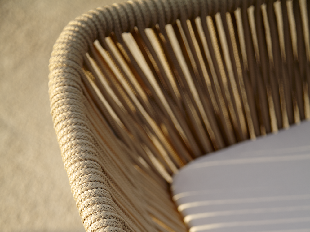 Sillón con brazos para comedor de aluminio y cuerda trenzada Weave de Point - 24