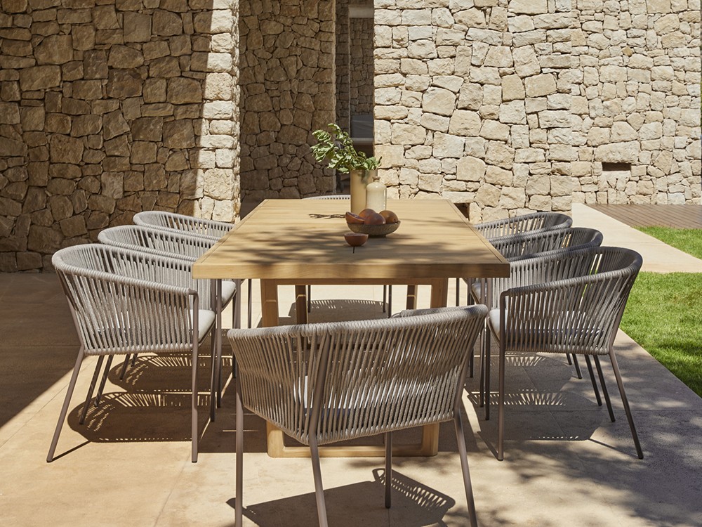 Sillón con brazos para comedor de aluminio y cuerda trenzada Weave de Point - 25