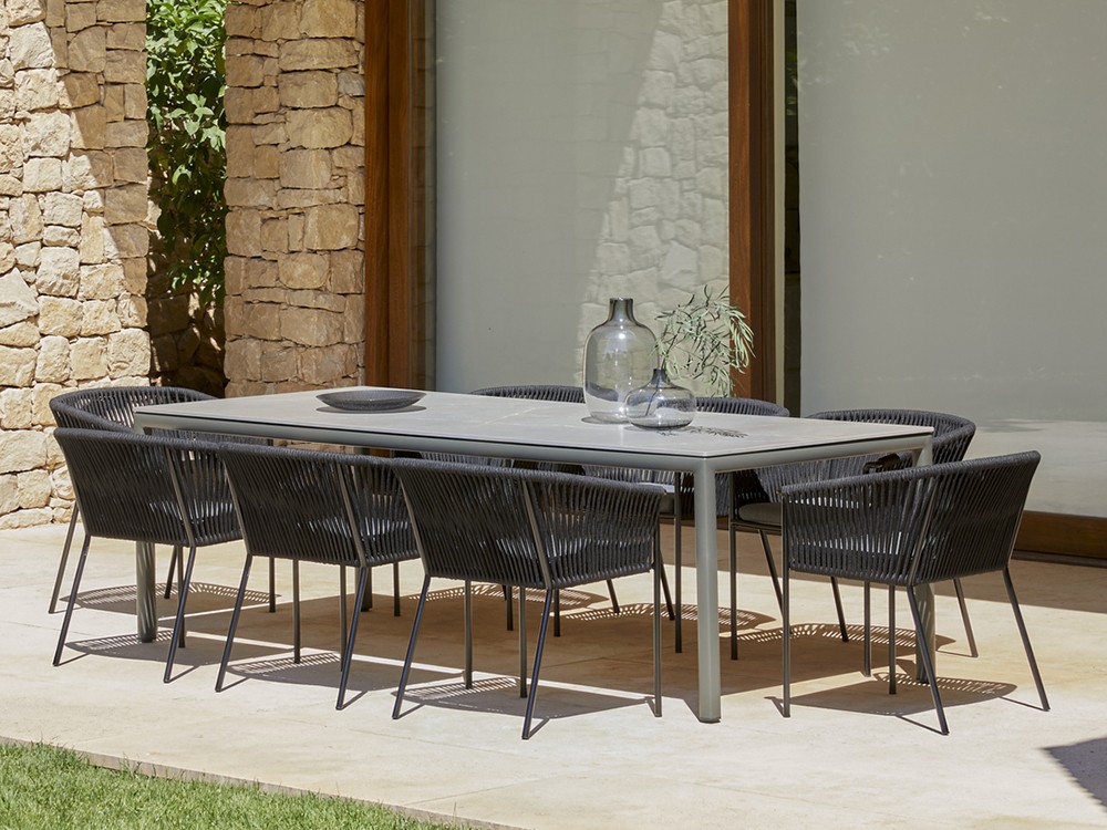 Sillón con brazos para comedor de aluminio y cuerda trenzada Weave de Point - 28