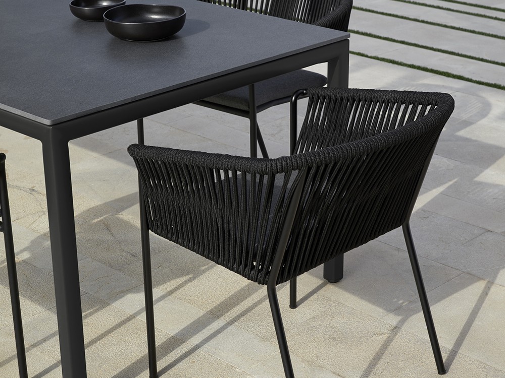 Sillón con brazos para comedor de aluminio y cuerda trenzada Weave de Point - 30