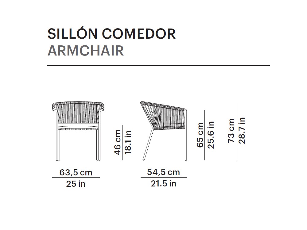 Sillón con brazos para comedor de aluminio y cuerda trenzada Weave de Point - 19