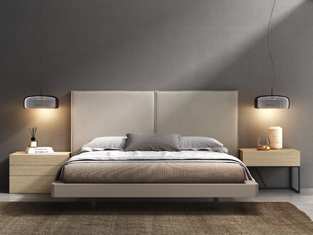 Cama tapizada de 140 x 200 cm con iluminación LED, cajones, cama doble, cama  juvenil (sin colchón)