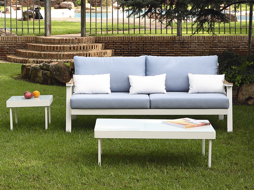 Sofá de dos o tres plazas para salón exterior Creta de aluminio y cuerda Creta de Arkimueble - 5