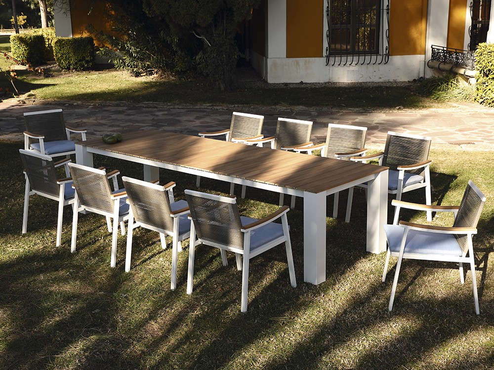 Silla para comedor exterior de aluminio y cuerda Creta de Arkimueble - 3