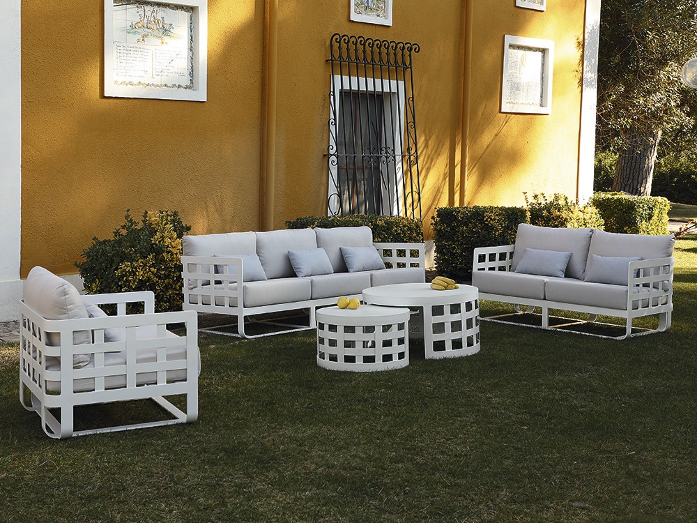 Sofá de dos o tres plazas para salón exterior de aluminio Milán Arkimueble - 6