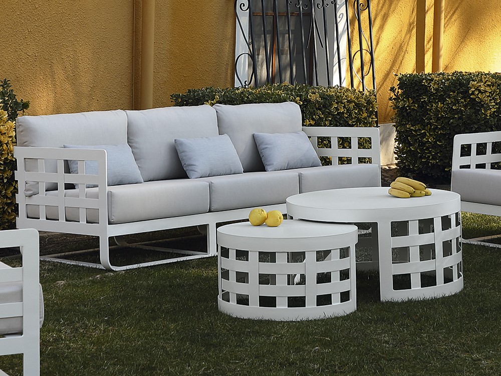 Sofá de dos o tres plazas para salón exterior de aluminio Milán Arkimueble - 3