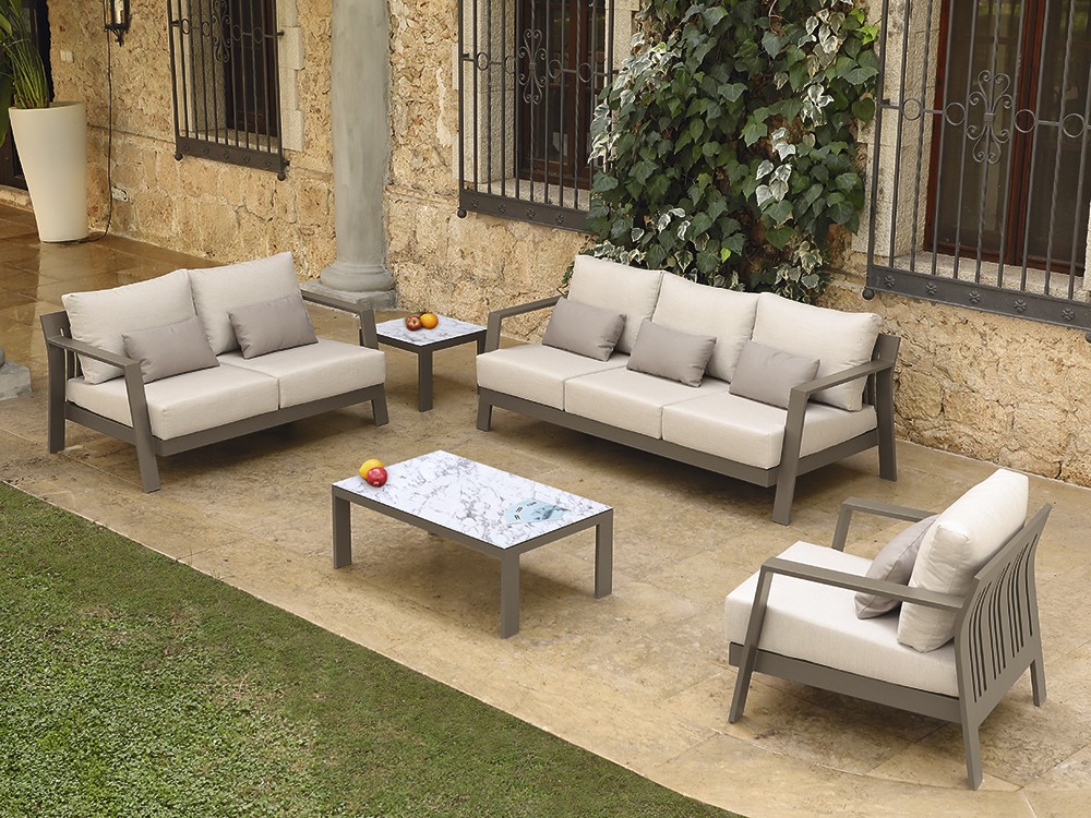 Sofá de aluminio taupe para salón exterior Chipre de Arkimueble - 1