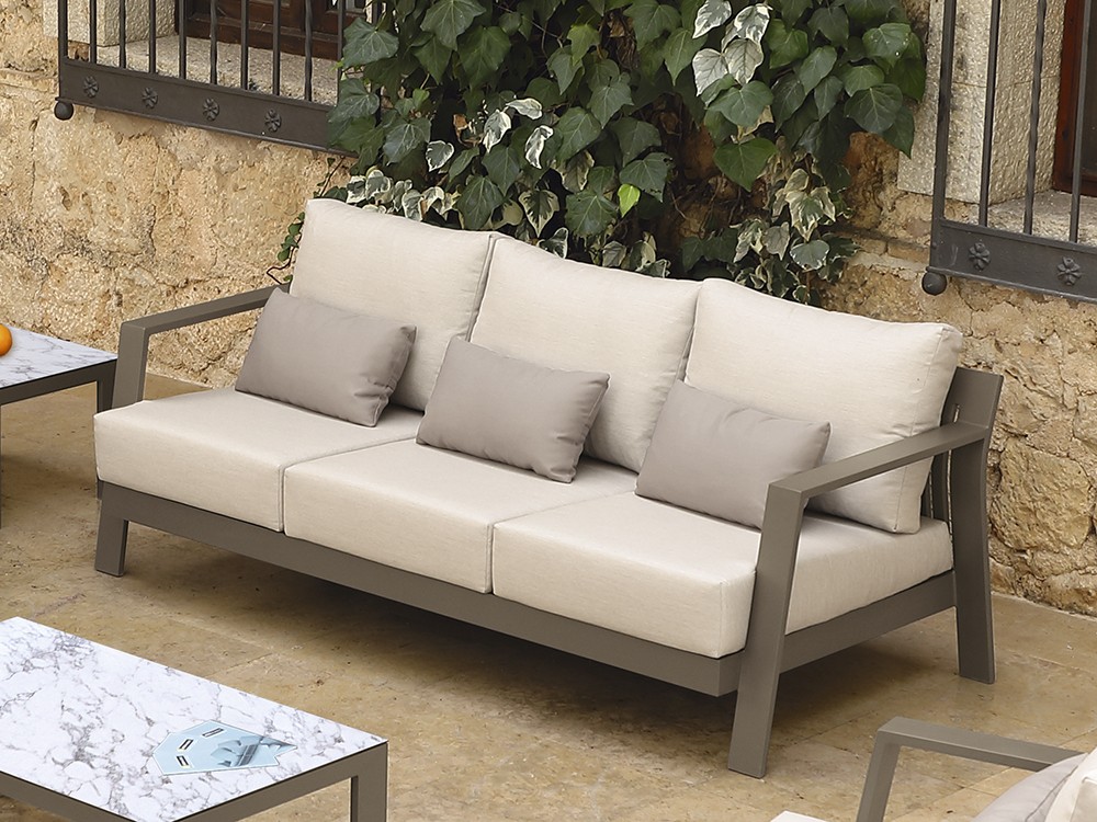 Sofá de aluminio taupe para salón exterior Chipre de Arkimueble - 3