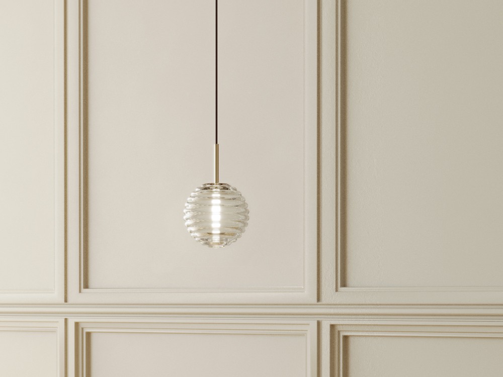 Lámpara de techo de metal oro envejecido y cristal Doul de Aromas - 2