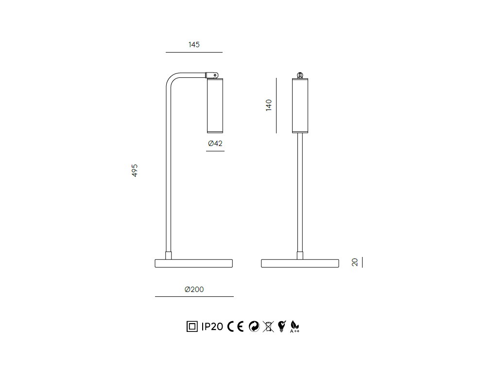Lámpara de sobremesa con pantalla orientable Tura de Aromas - 6
