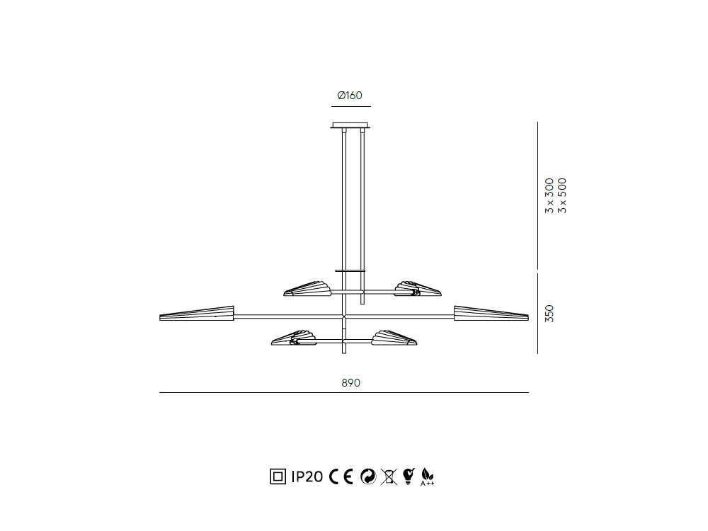Lámpara de techo con seis luces Bion de Aromas - 4