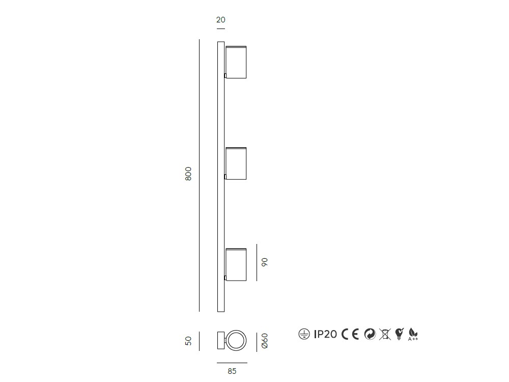 Regleta de techo con tres focos Noon L de Aromas - 3