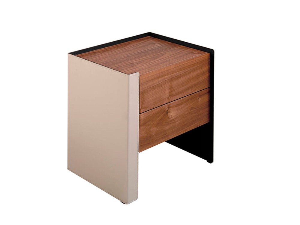 Mesita de noche en nogal y piel 7118 Ángel Cerdá Ángel Cerdá