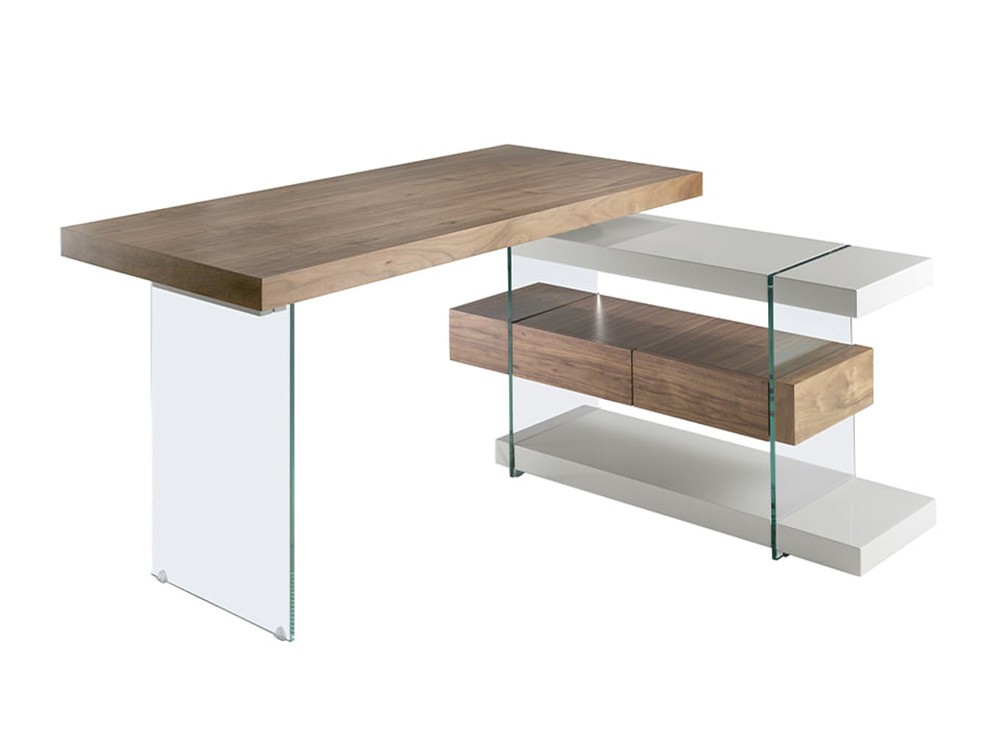 Escritorio en nogal y cristal Ángel Cerdá 3003