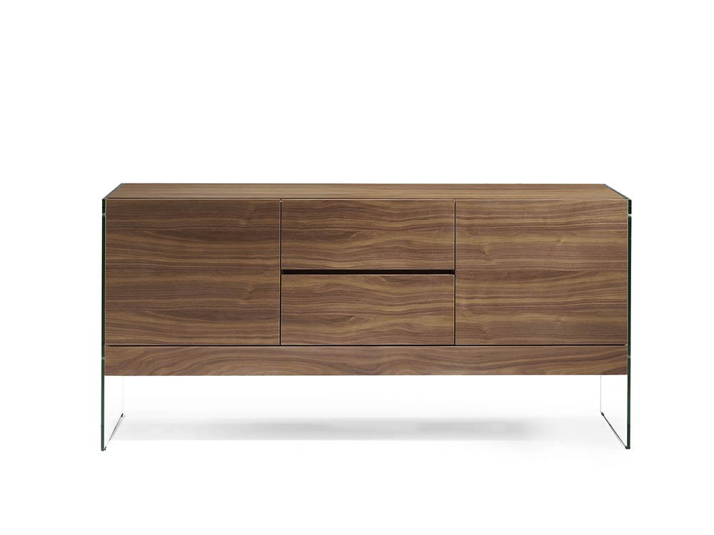 Aparador chapado en nogal con laterales de cristal templado 3062 de Ángel cerdá en Mobel 6000