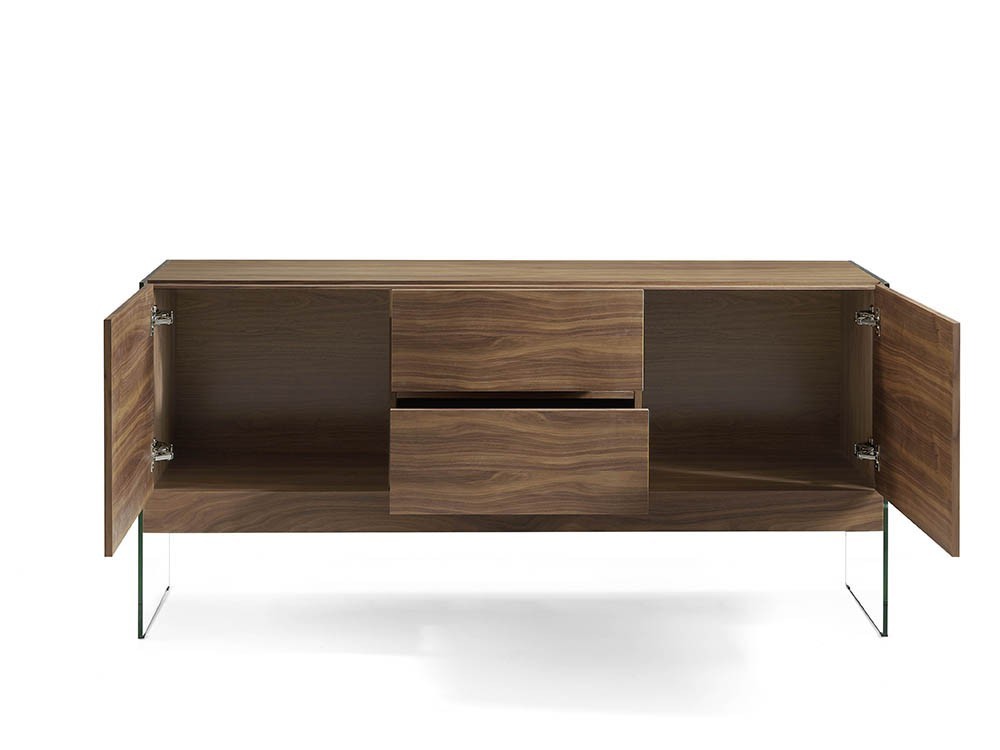 Aparador chapado en nogal con laterales de cristal templado 3062 de Ángel cerdá en Mobel 6000