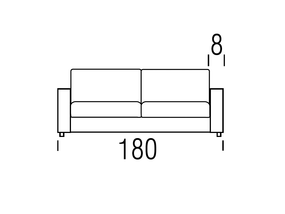 Medidas del sofá cama Daro de brazo estrecho para colchón de 140x200cm de Beltá Frajumar