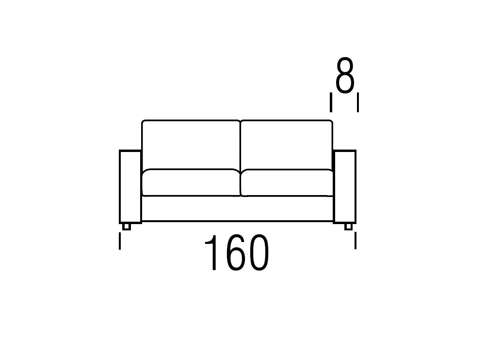 Medidas del sofá cama Due para colchón de 120x200cm de Beltá Frajumar