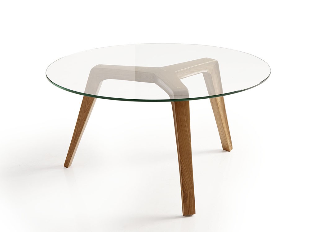 Icon, una mesa de autor en madera maciza y cristal. Disponible en dos medidas y cinco acabados elegantes.