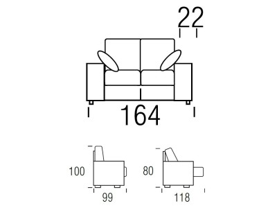 Sofá Nimo deslizante medidas de 164cm