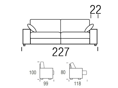 Nimo de Beltá Frajumar medidas del sofá de 227cm