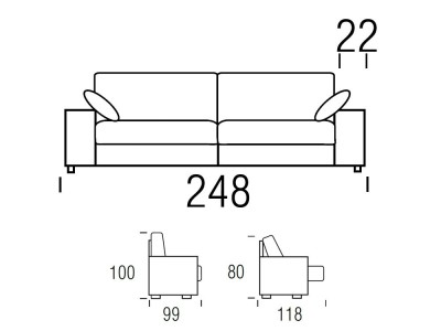Medidas del sofá Nimo de Beltá Frajumar con asientos deslizantes de 248cm