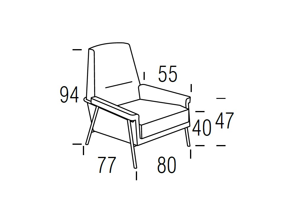 Medidas de la butaca Bluss de Belta Frajumar
