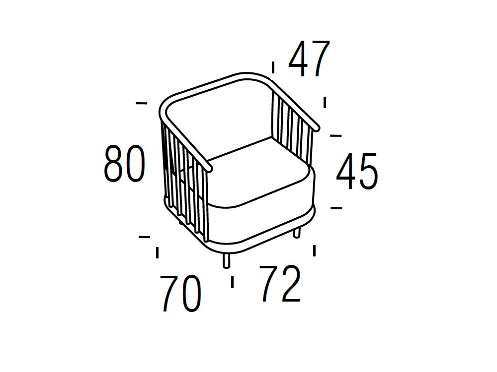 Medidas de la butaca Cage de Beltá Frajumar