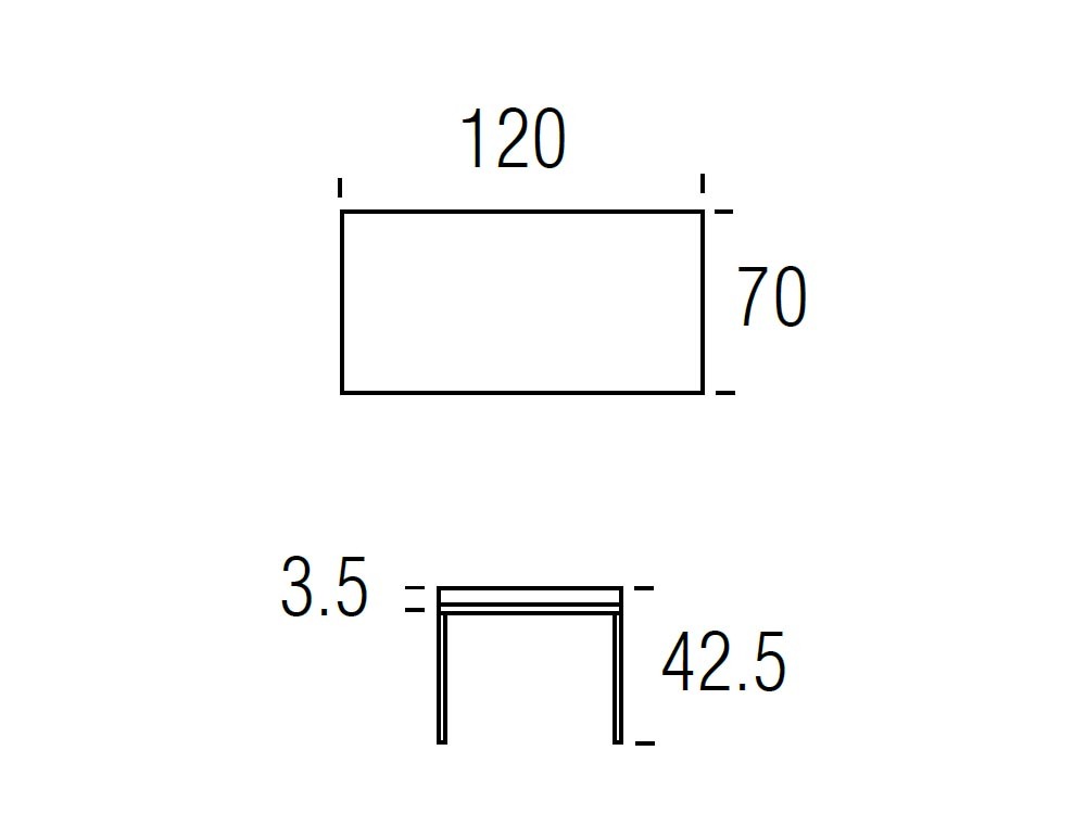 Medidas de la mesa de centro rectangular Gib de Frajumar