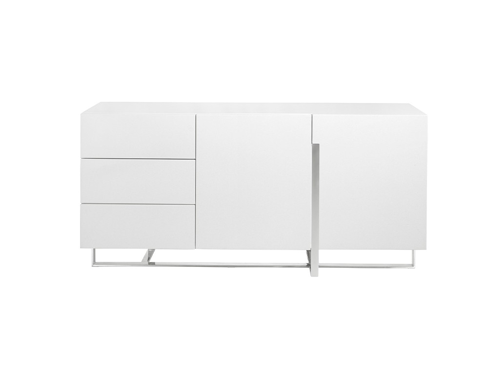 Aparador lacado en blanco brillo con pies y detalles de acero cromado 3051 de Ángel Cerdá en Mobel 6000 - 4