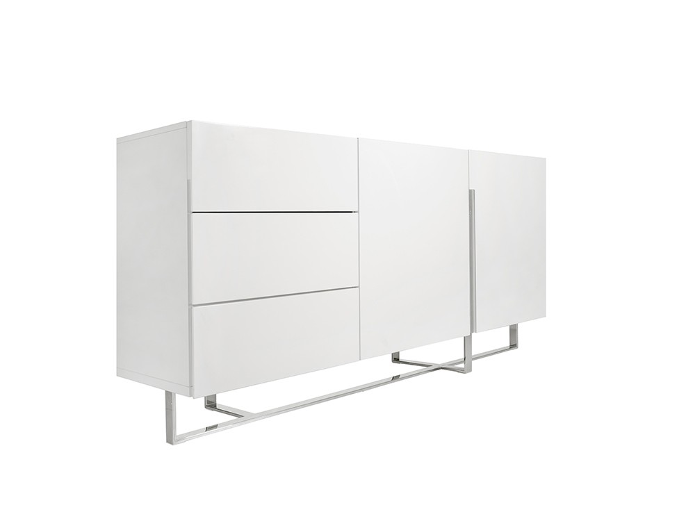 Aparador lacado en blanco brillo con pies y detalles de acero cromado 3051 de Ángel Cerdá en Mobel 6000 - 5