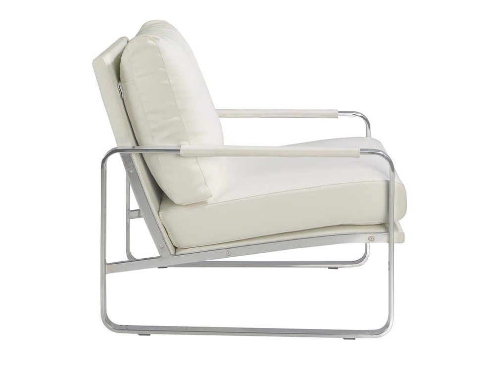 Butaca tapizada en polipiel blanca con estructura de acero cromado Ángel Cerdá 5026 - 3