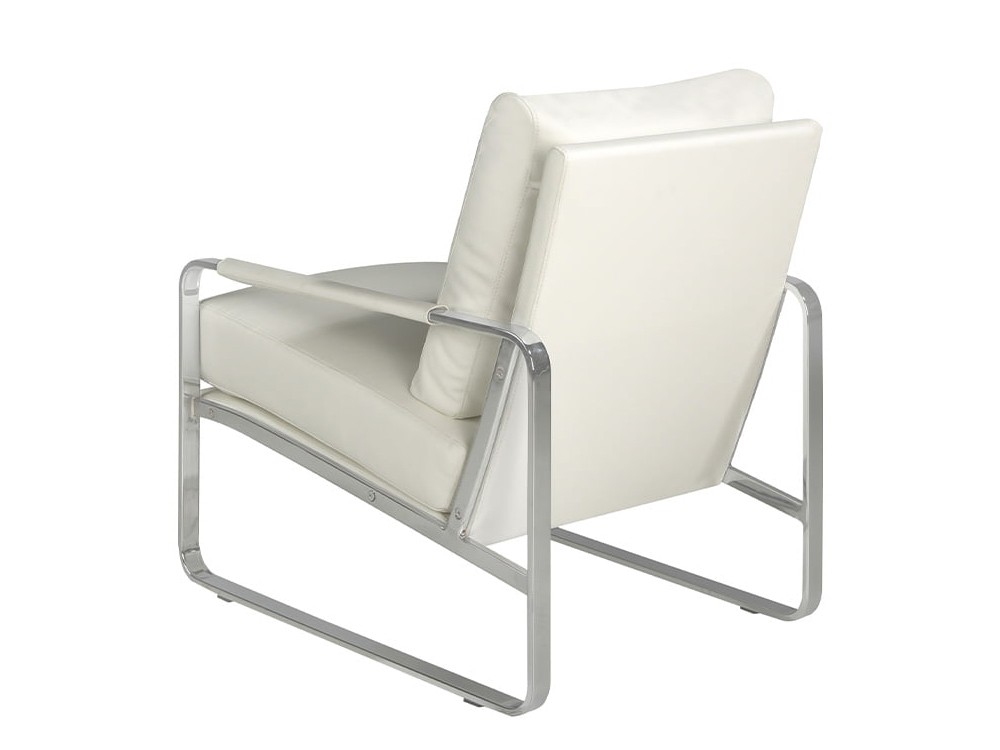 Butaca tapizada en polipiel blanca con estructura de acero cromado Ángel Cerdá 5026 - 4