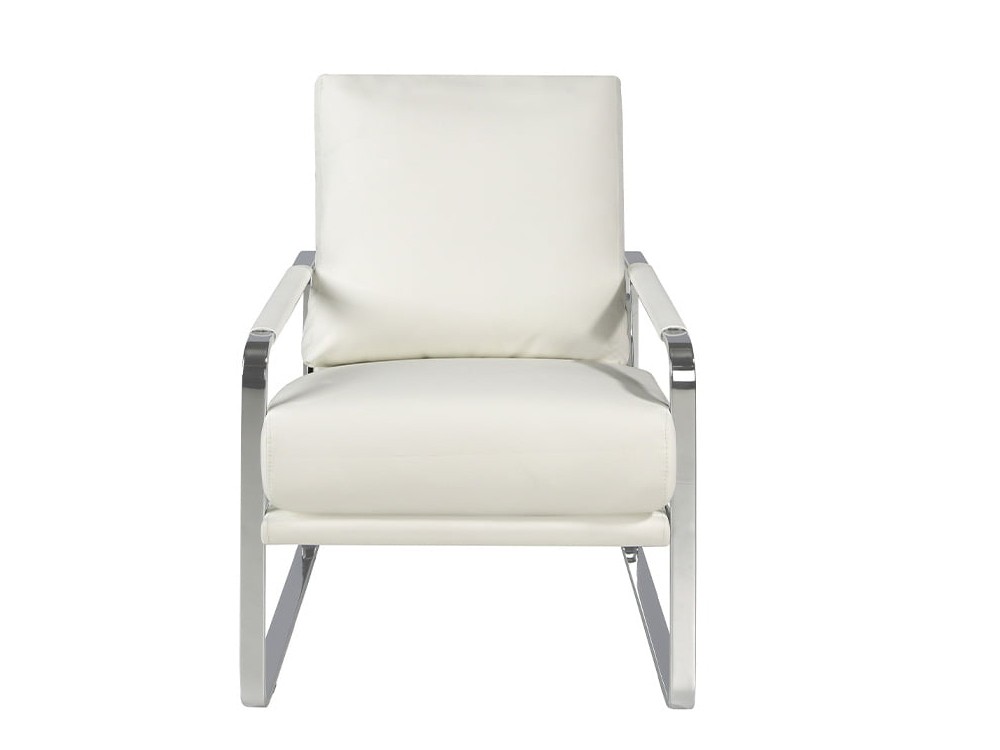 Butaca tapizada en polipiel blanca con estructura de acero cromado Ángel Cerdá 5026 - 5