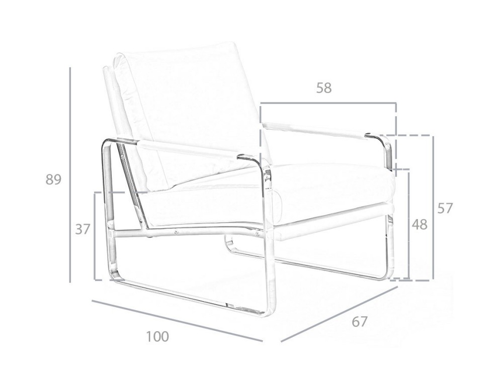 Butaca tapizada en polipiel color crema con estructura de acero cromado Ángel Cerdá 5046 - 6 Butaca tapizada en polipiel color crema con estructura de acero cromado Ángel Cerdá 5046 - 6