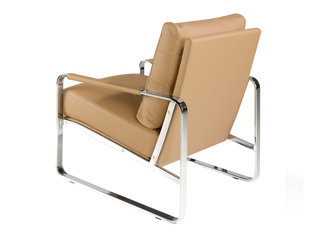 Butaca tapizada en polipiel color crema con estructura de acero cromado Ángel Cerdá 5046 - 3 Butaca tapizada en polipiel color crema con estructura de acero cromado Ángel Cerdá 5046 - 3