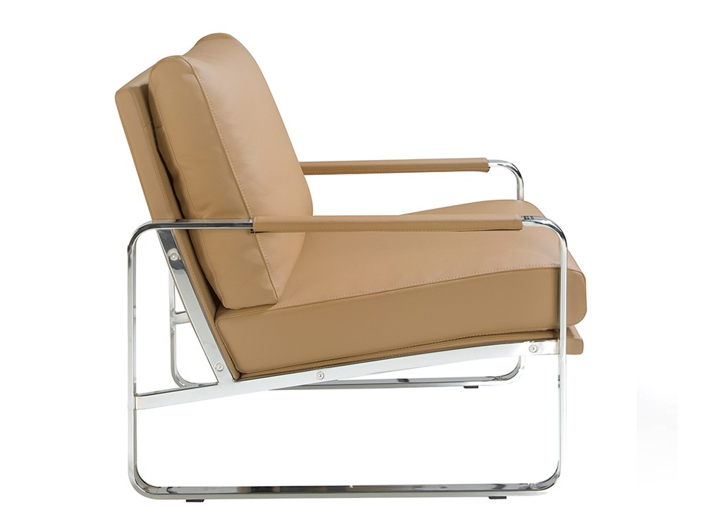 Butaca tapizada en polipiel color crema con estructura de acero cromado Ángel Cerdá 5046 - 4 Butaca tapizada en polipiel color crema con estructura de acero cromado Ángel Cerdá 5046 - 4