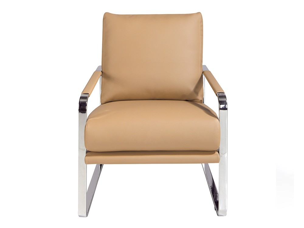 Butaca tapizada en polipiel color crema con estructura de acero cromado Ángel Cerdá 5046 - 5 Butaca tapizada en polipiel color crema con estructura de acero cromado Ángel Cerdá 5046 - 5